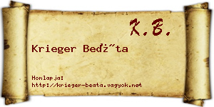 Krieger Beáta névjegykártya