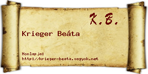 Krieger Beáta névjegykártya